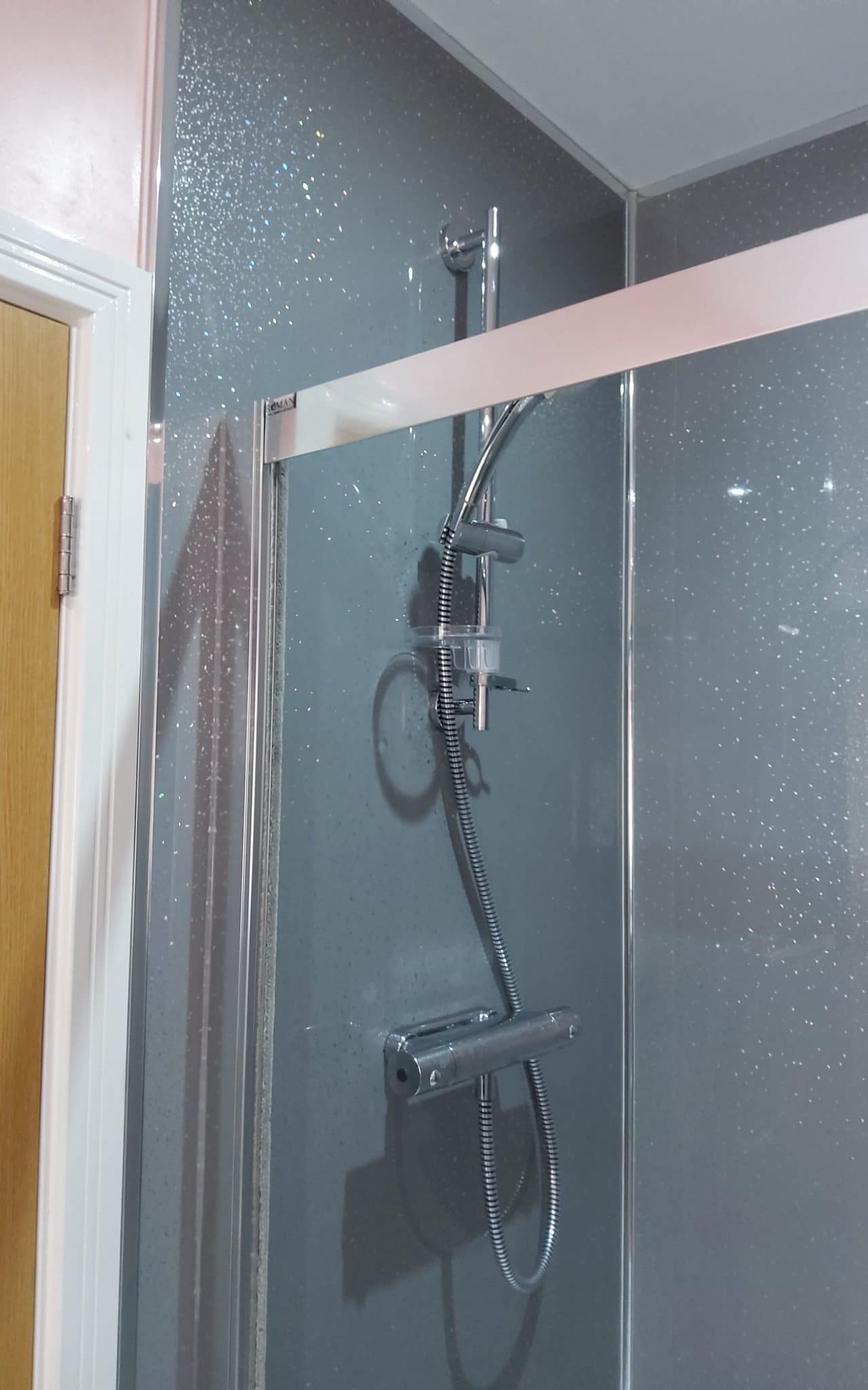 Grey Sparkle Wall Panels or Bathroom Trims Shower Wet Wall Cladding PVC Ceiling 